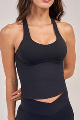Front view of a woman wearing the BODY FOCUSED Control Tank in black